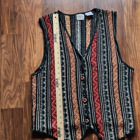 Vintage Sweater Vest Knit Boho Bohemian Aztec Cottagecore Naturecore Earthy Lake - Picture 9 of 11